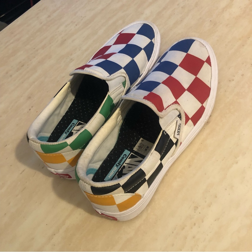 Vans Mega Check Checkered Colorful Slip On Shoe Women’s 8.5